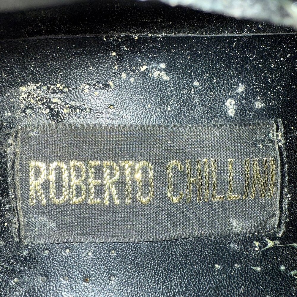 Roberto Chillini Mens Size 9.5 Black Ultra Faux Crocodile/Gator Embossed Oxfords - Picture 12 of 13